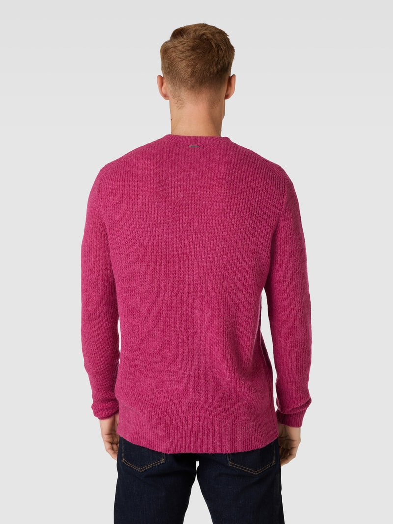 Strickpullover mit gerippten Abschlüssen in pink
