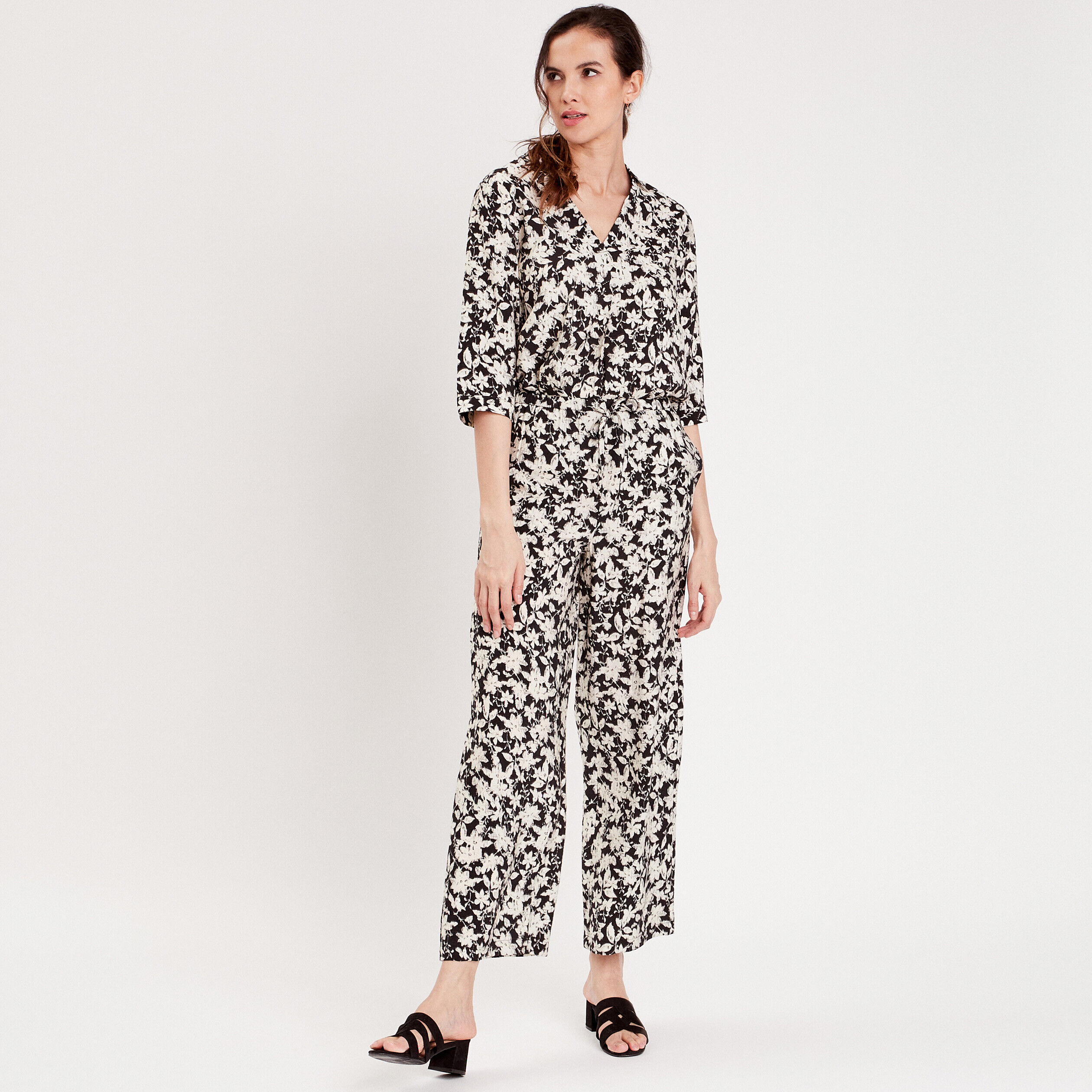 Blouse manches 3/4 noir femme | Cache Cache