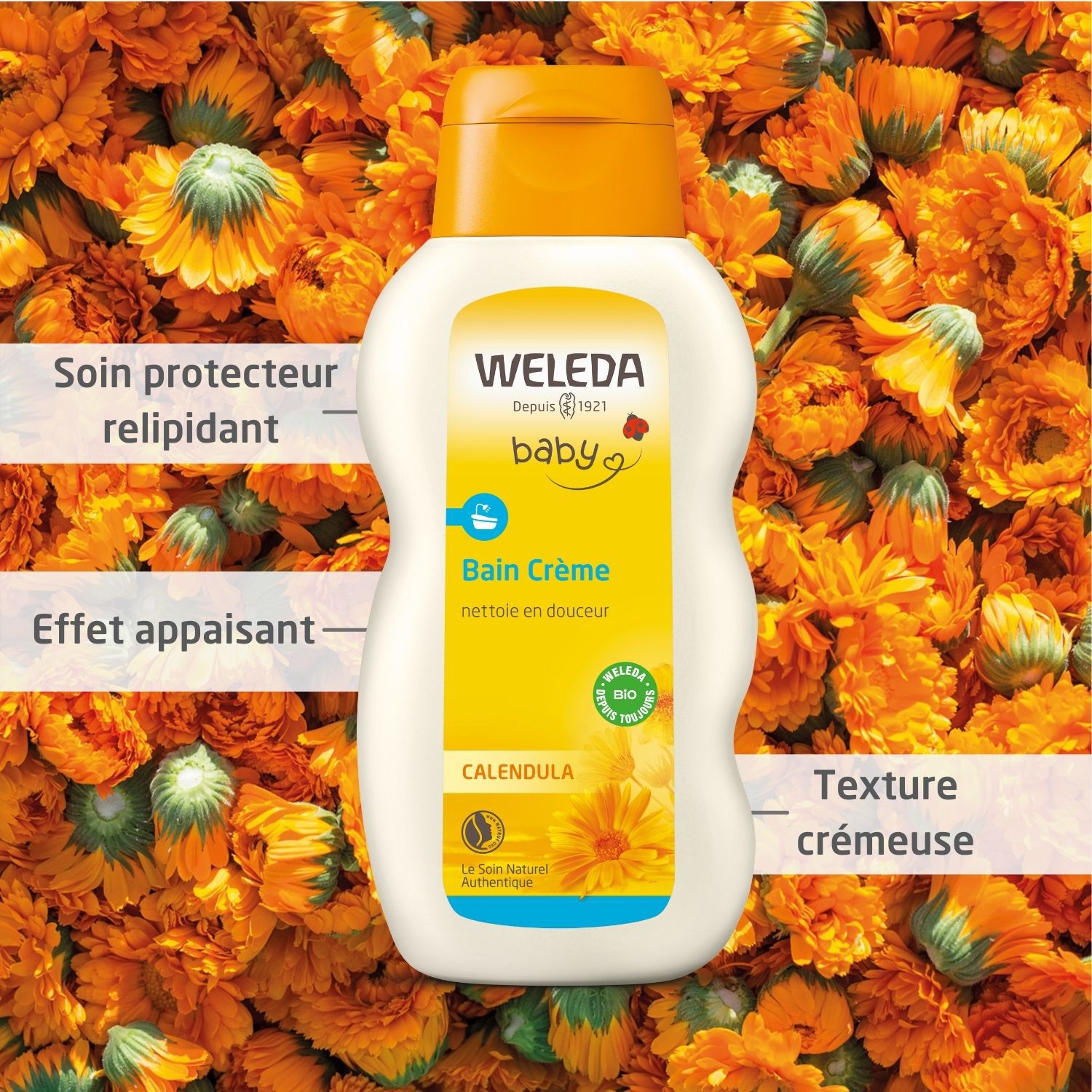 Weleda Calendula Baby Bain Crème pour la Toilette de Bébé - 200 ml
