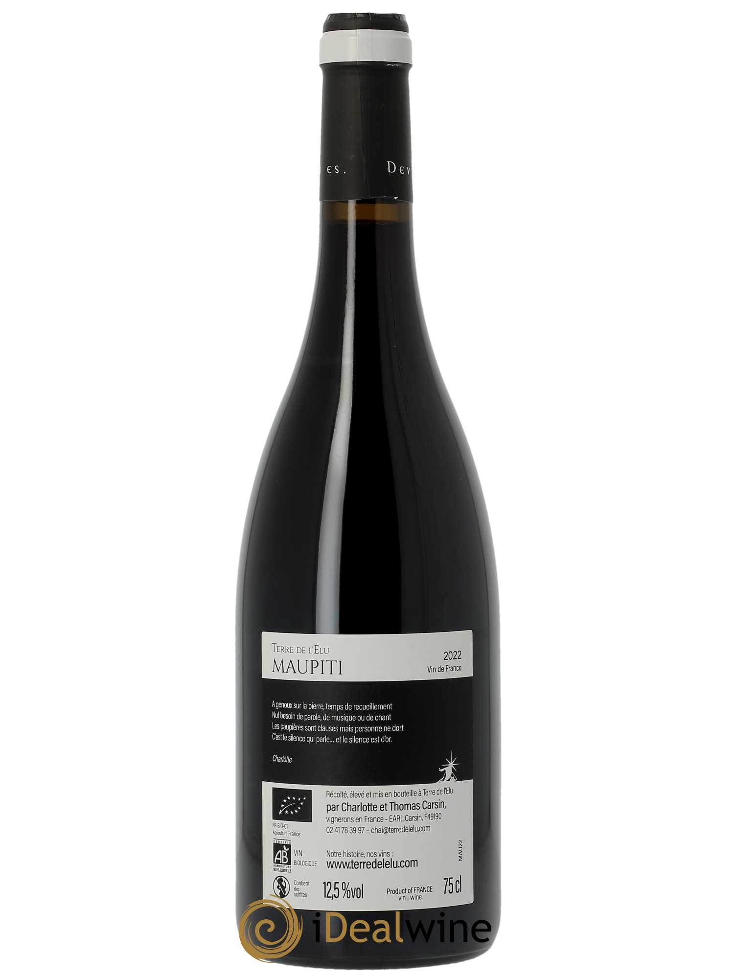 Vin de France Maupiti Terre de l'Elu (Clos de L'Elu)  2022 - Lot de 1 Bouteille