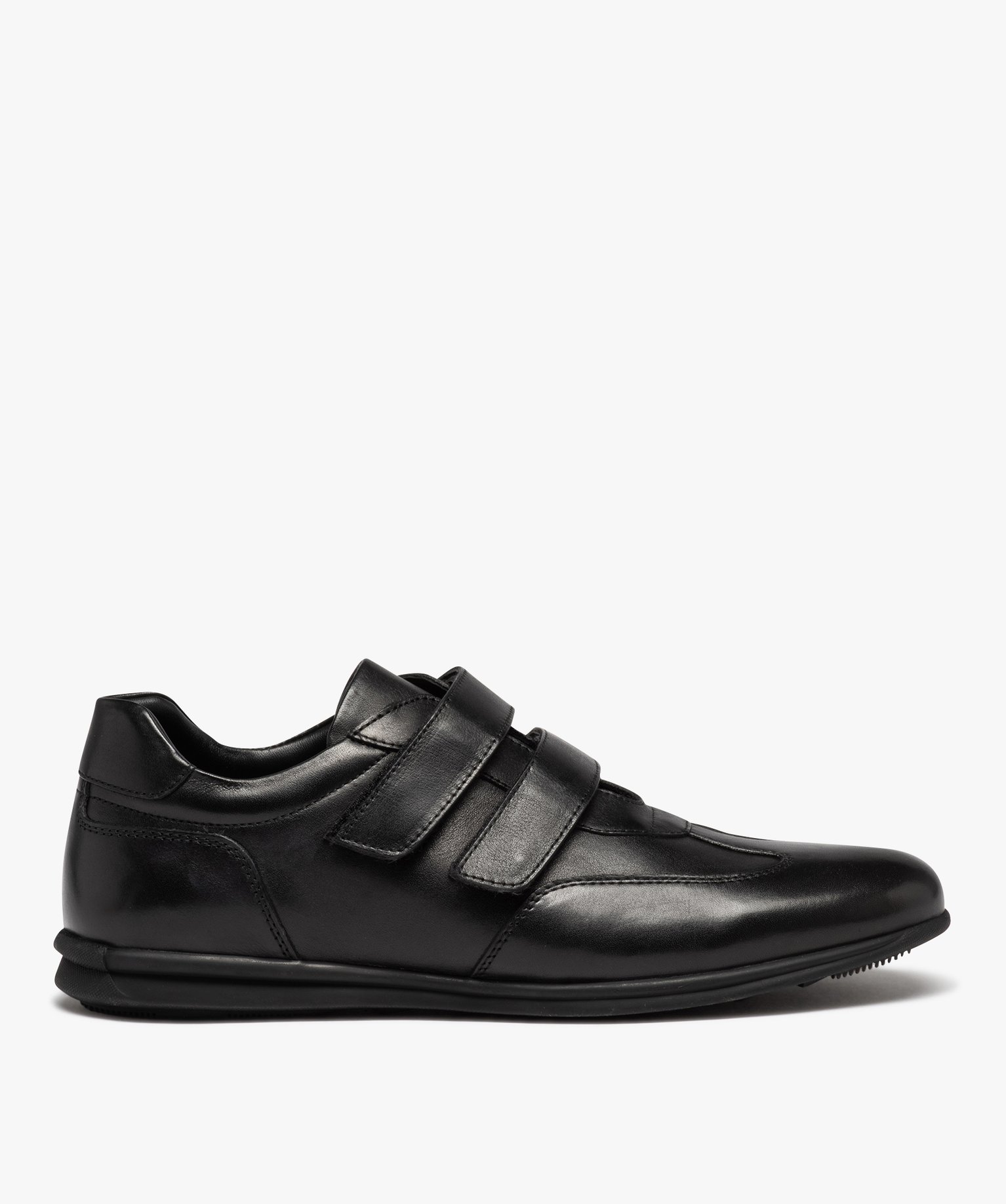 Derbies homme dessus en cuir uni à double scratch noir | GEMO