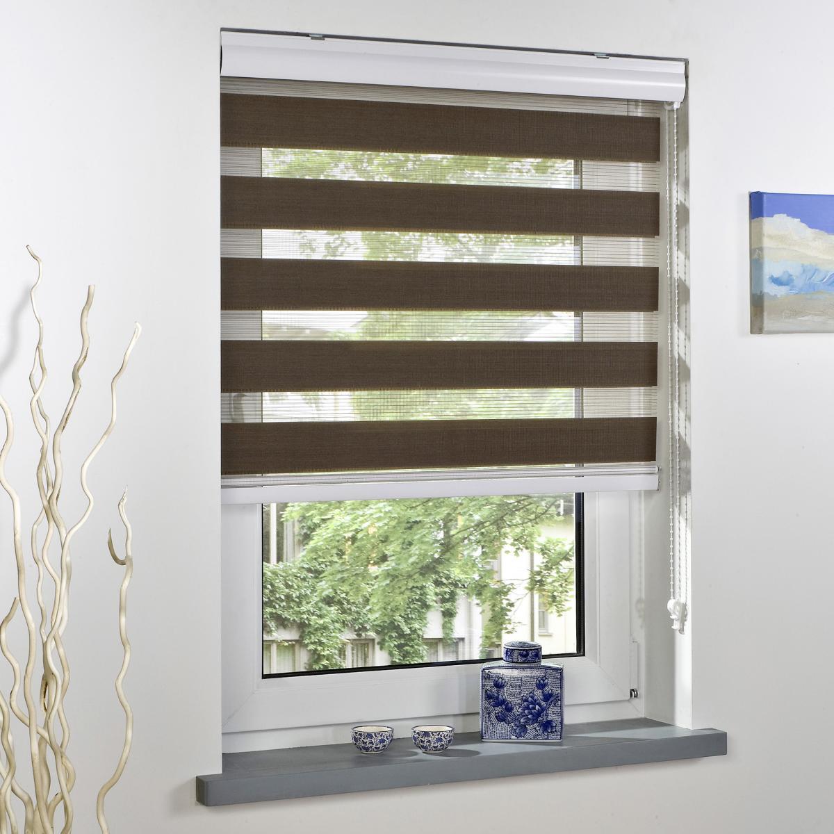 Bella Casa Duo-Rollo mit Blende, Rollo, lichtdurchlässig, Sonnenschutz, 90 x 220 cm braun