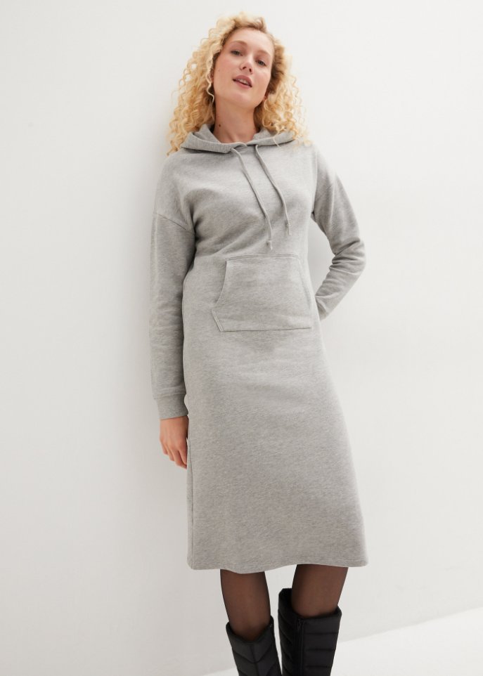 Sweatkleid mit Kängurutasche und Biobaumwolle