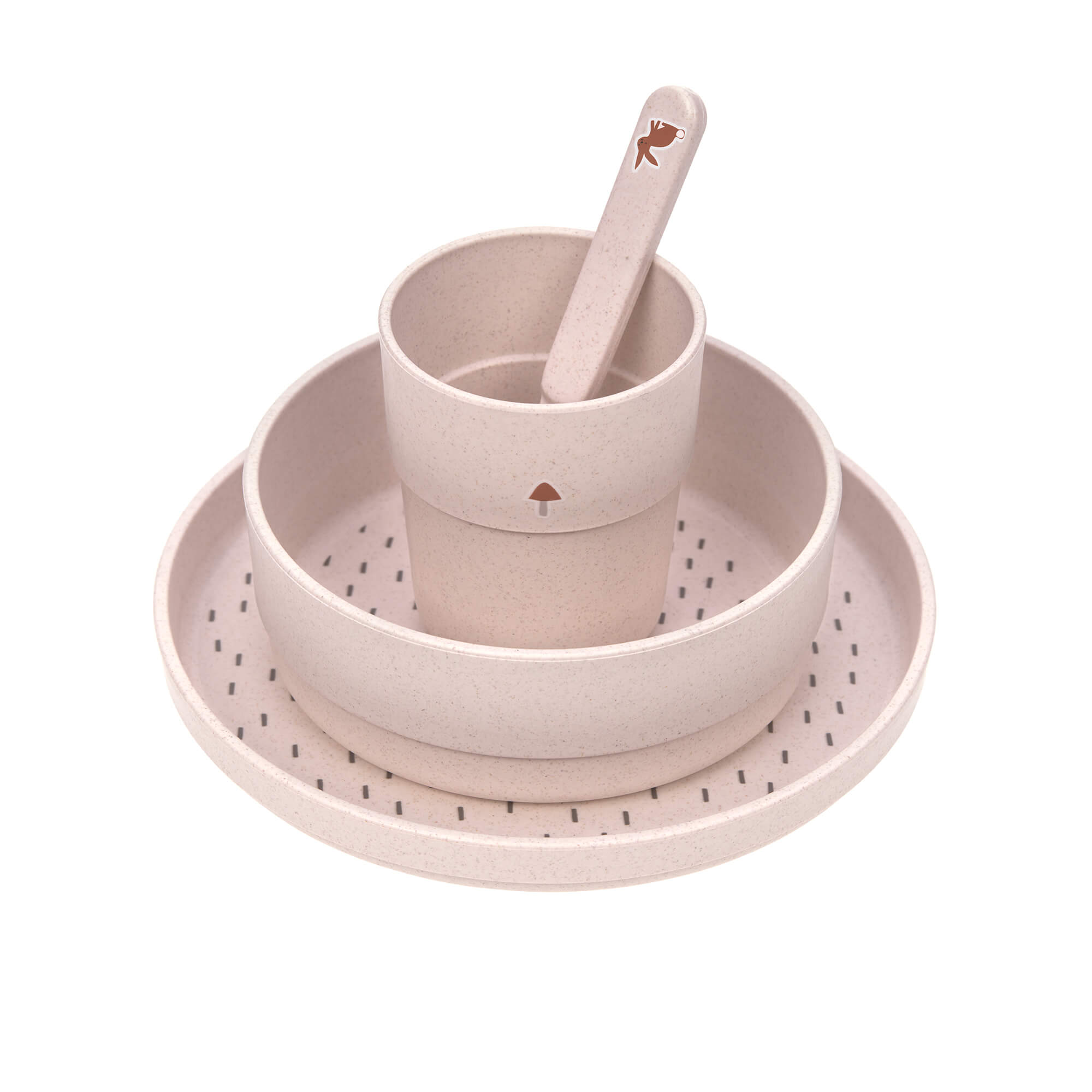 Kindergeschirr Set (Teller - Schüssel - Becher - Löffel), Little Forest Hase