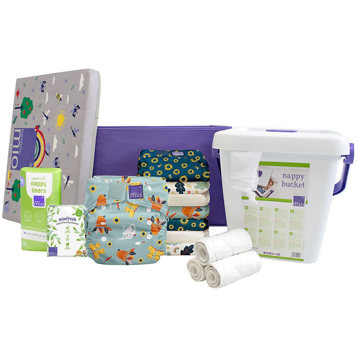 Bambino Mio, miosolo classic Stoffwindel Starter Set, Kleine Gärtner