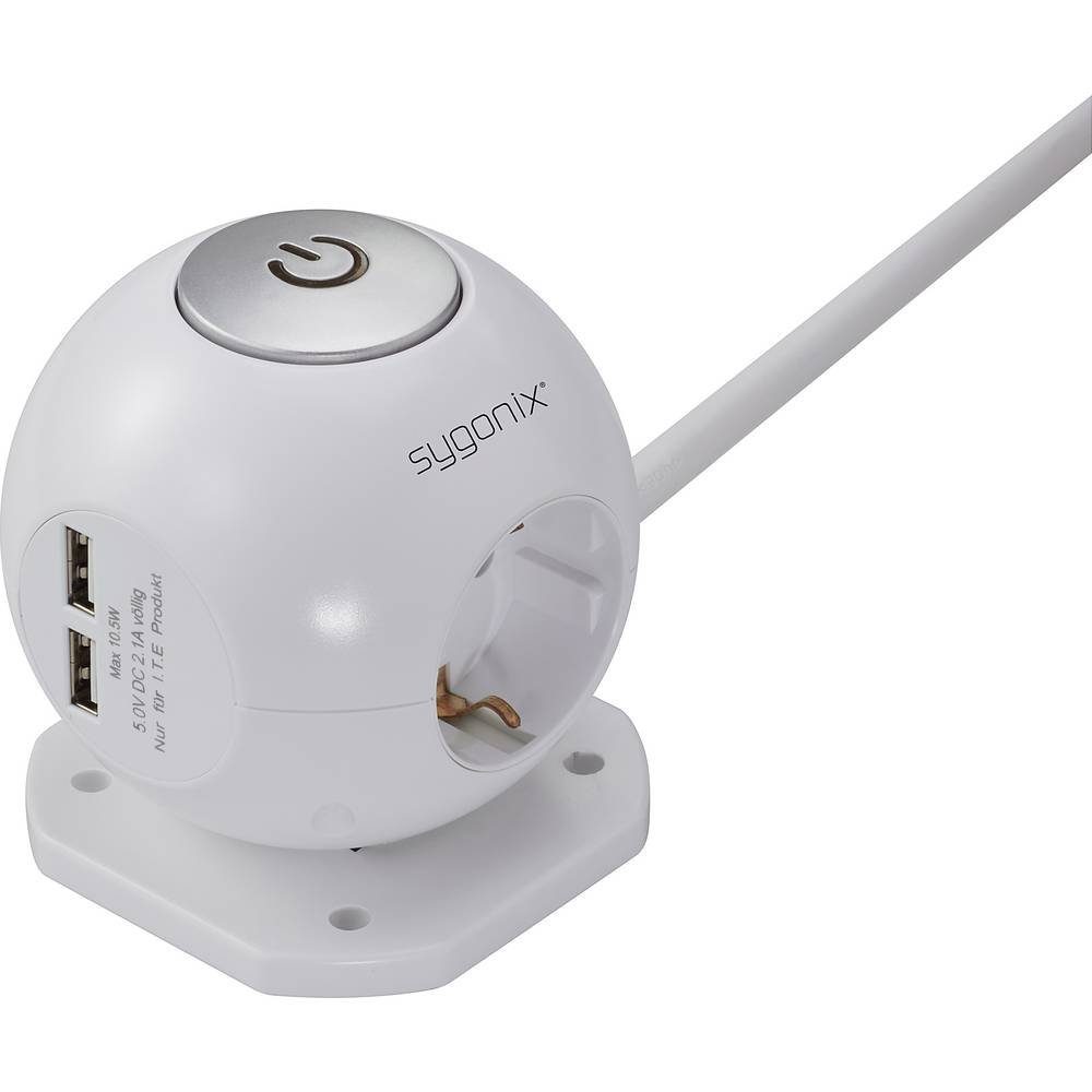 Sygonix 3-fach Steckdosenwürfel mit 2 USB-Anschlüssen Steckdosenleiste