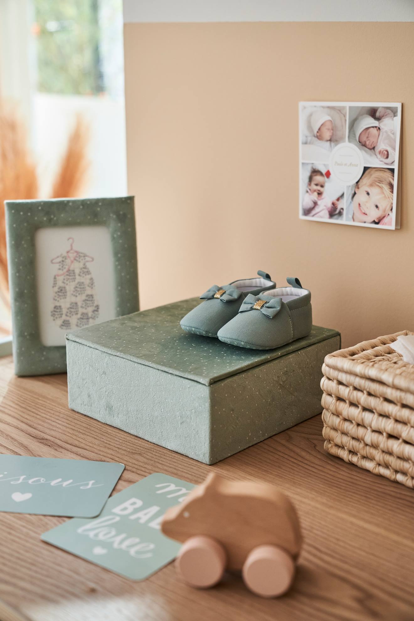 Vertbaudet Kinderzimmer Geschenk-Set: Bilderrahmen & Schatulle - grün