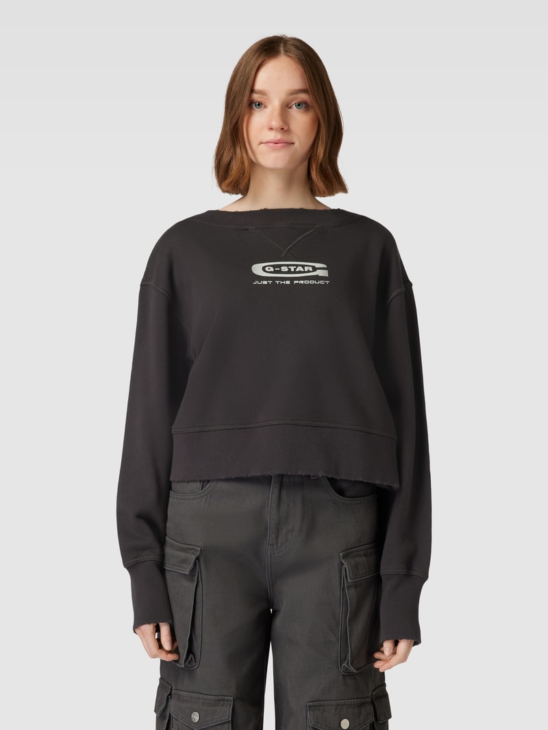 Cropped Sweatshirt im Destroyed-Look in anthrazit