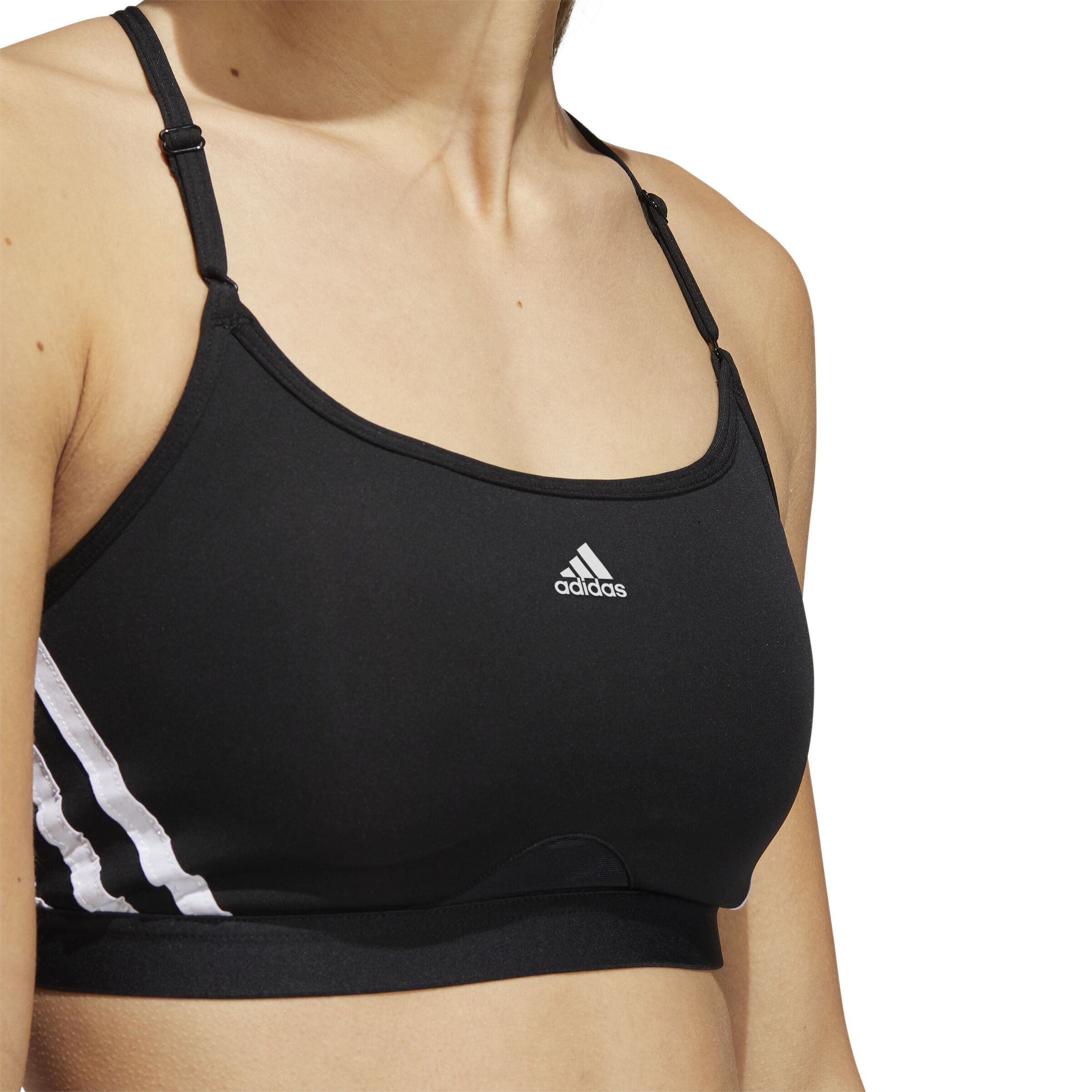 Aeroreact Low-Support 3 Stripes Sport-BH Damen - Schwarz