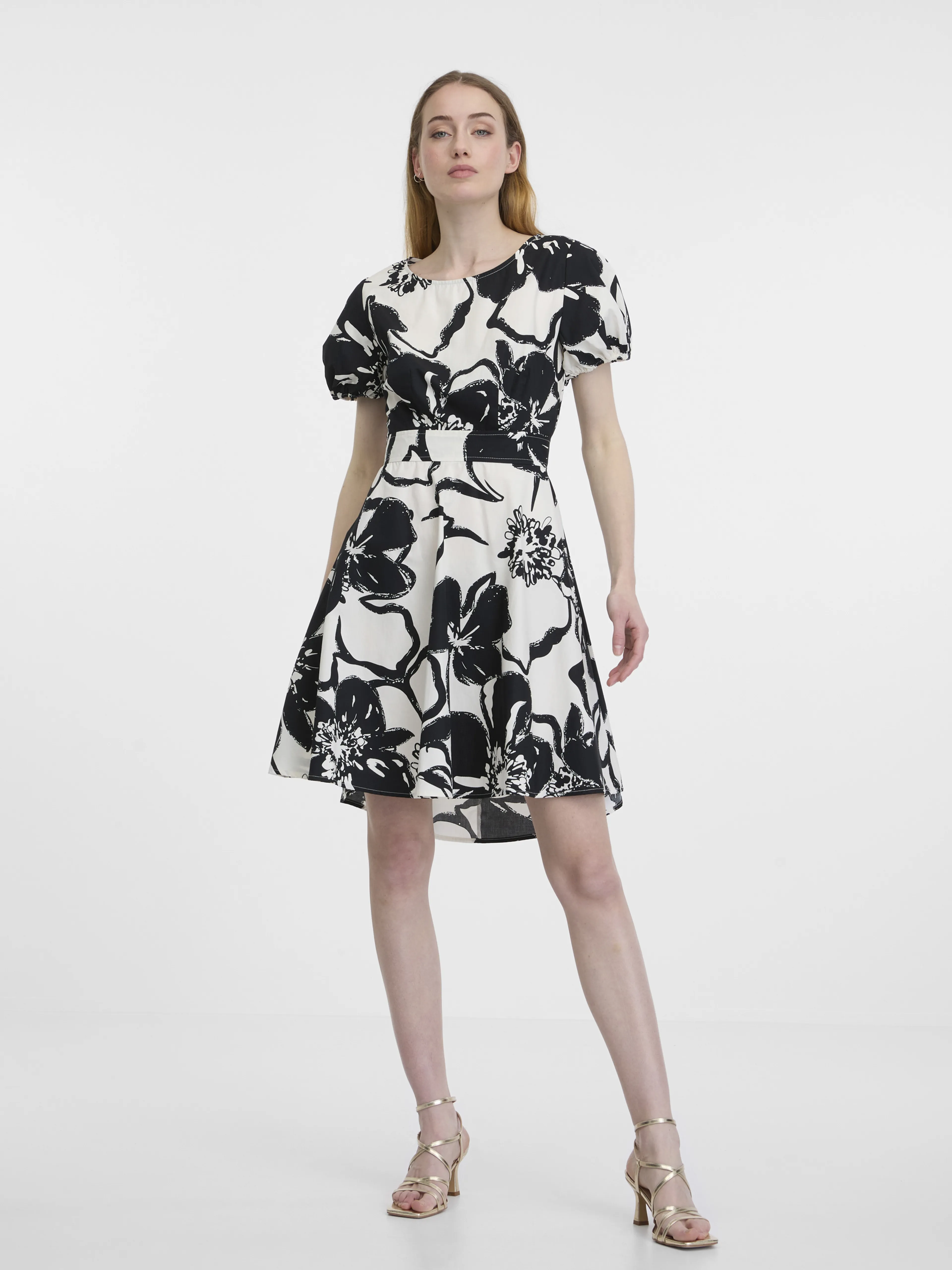 Schwarzes gemustertes Damenkleid ORSAY