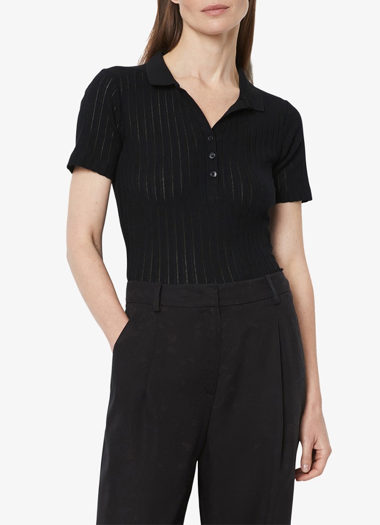 Marc O'Polo Rib knitted polo with stretch