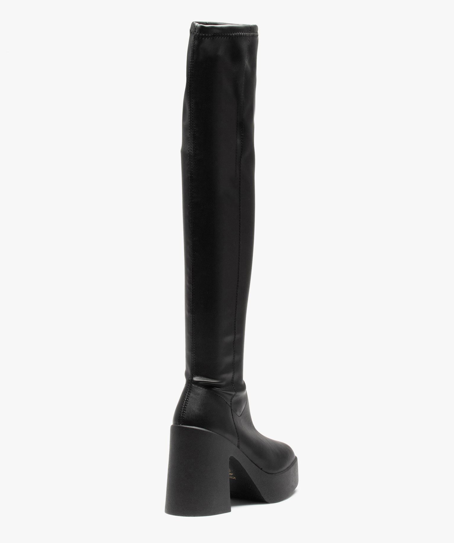 Cuissardes femme unies à talon large noir | GEMO