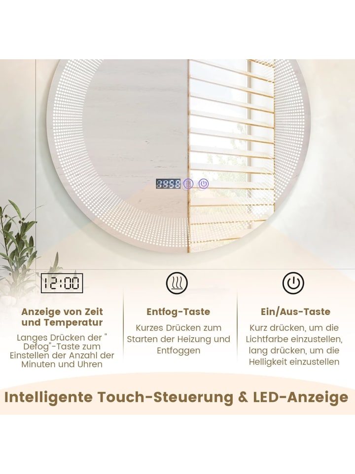 COSTWAY LED-Badspiegel 60cm in Silber günstig kaufen onesize