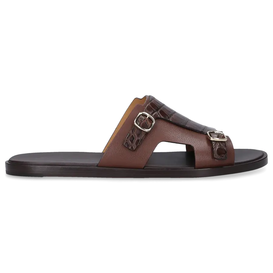 Santoni - Sandalen 16723 Krokodilleder - braun