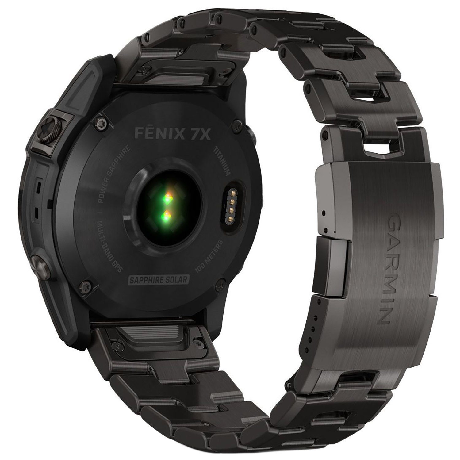 Garmin fenix 7X Saphir Solar Schwarz mit Titan-Band Fitnessuhr (3.55 cm/1.4 Zoll, Proprietär), 1-tlg.