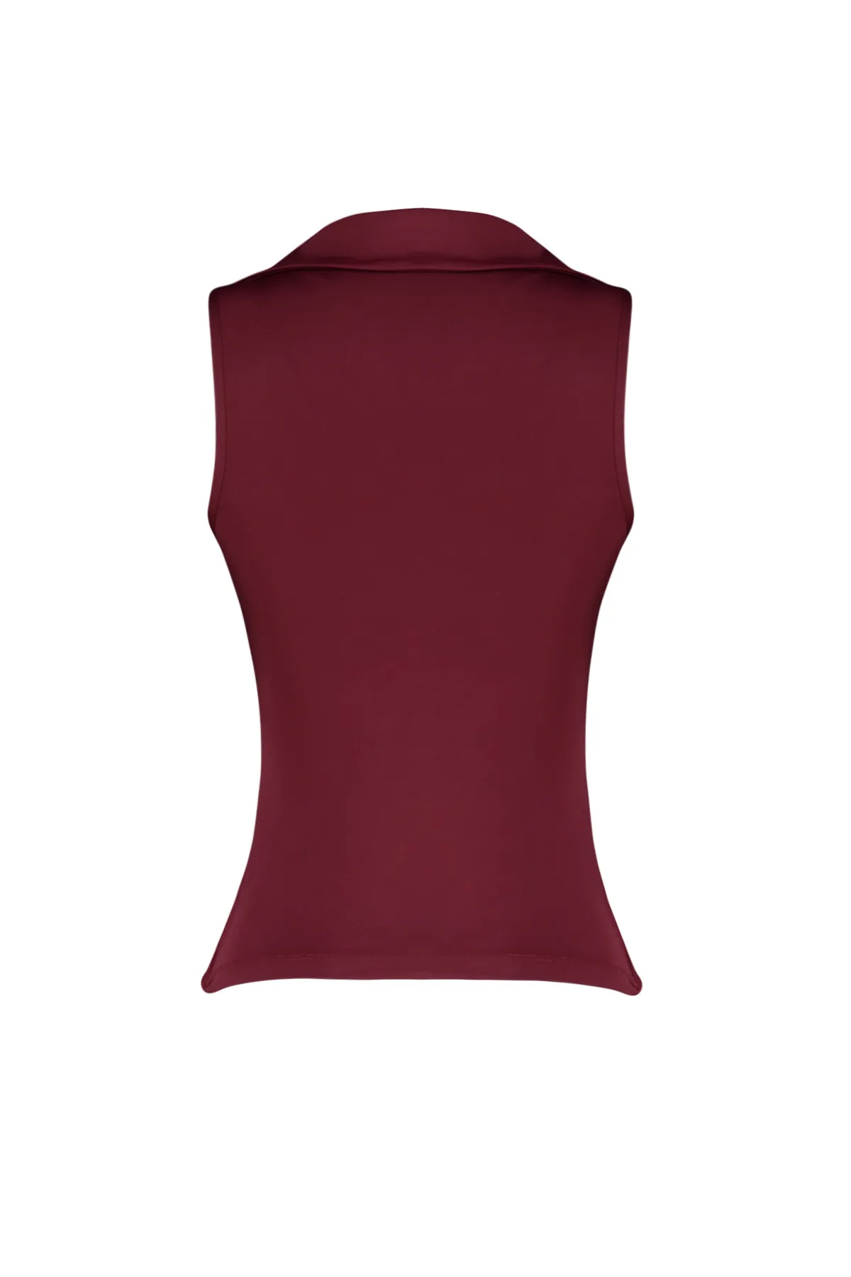 Trendyol Collection  Weinrote Stretch-Strickbluse mit Polokragen TWOSS24BZ00085
