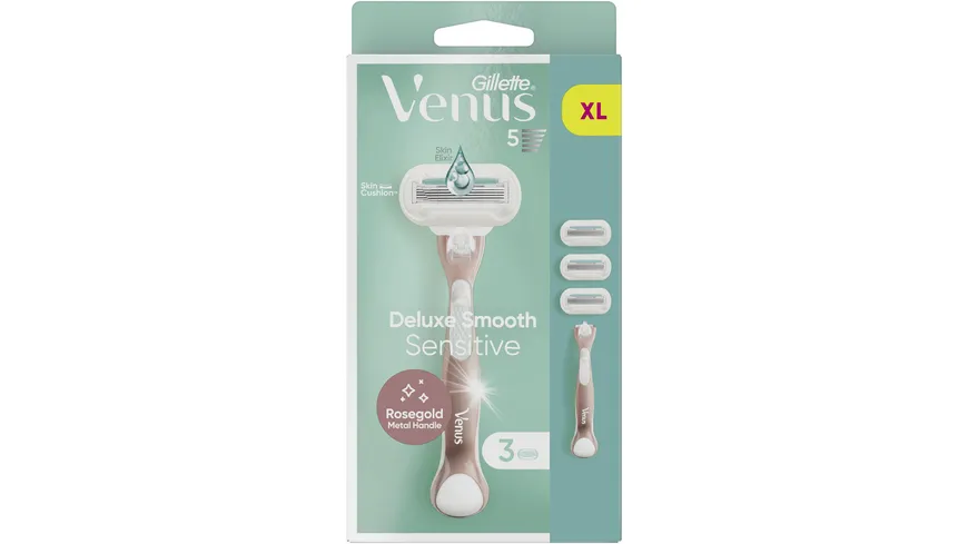 Gillette Venus Klingen + Rasierer Deluxe Smooth Sensitive Rosegold