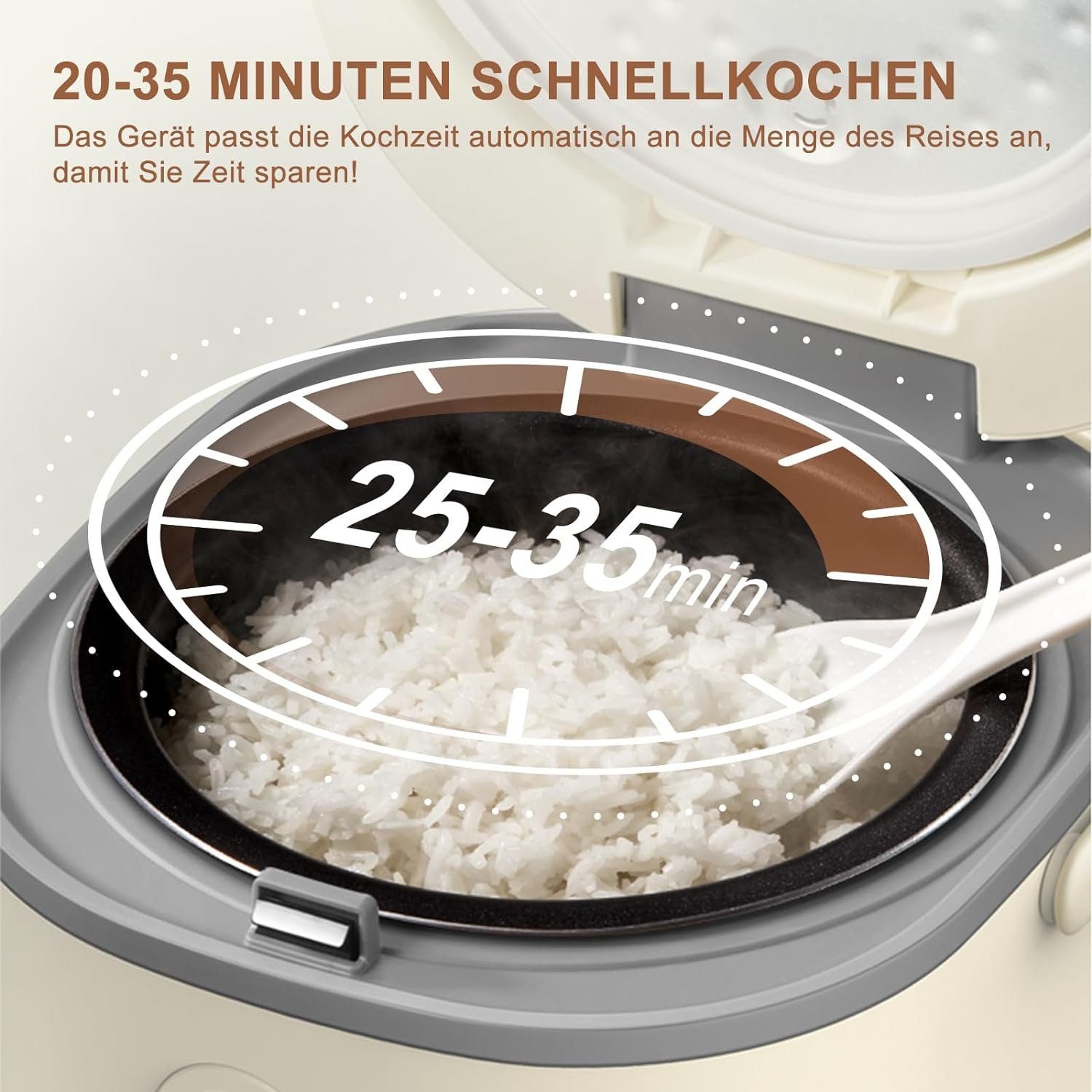 Mutoy Multikocher 2L Reiskocher mit Dampfgarfunktion Dampfgarfunktion,Warmhaltefunktion, perfekt für 1-4 Personen zum Kochen von Reis,Fleisch,Nudeln oder Suppe