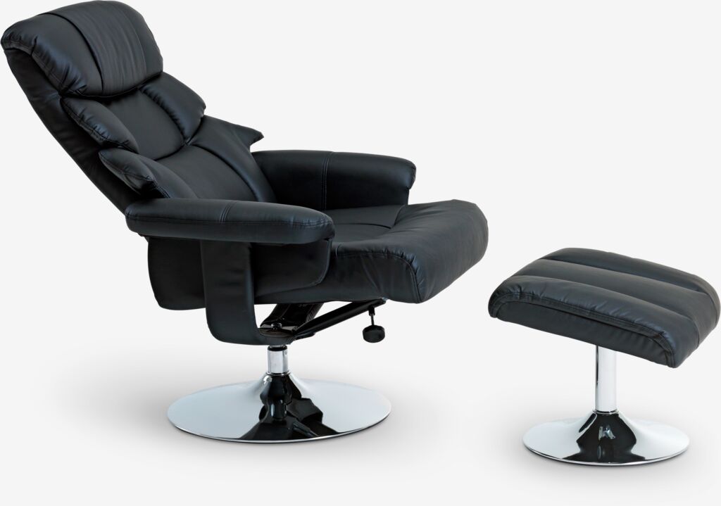 HASSELAGER Fauteuil HASSELAGER avec tabouret en simili cuir