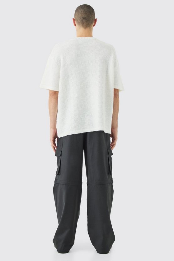 Strukturiertes Oversize T-Shirt in Weiß