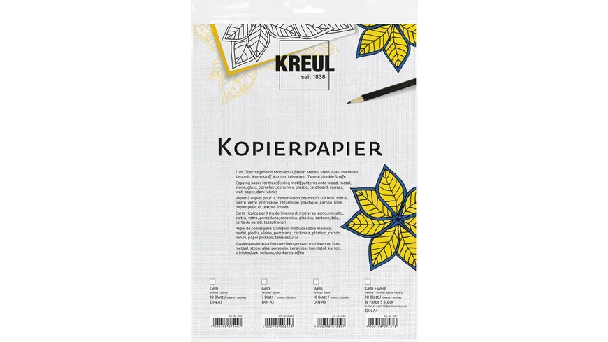 KREUL Kopierpapier Gelb 3 Bögen DIN A3 gelb
