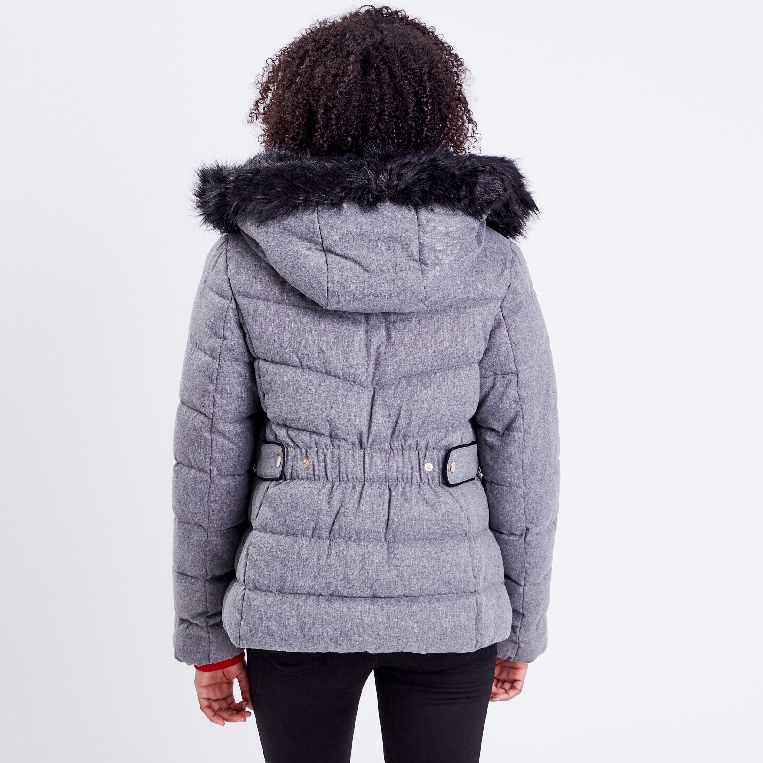 Doudoune avec capuche gris clair femme | Cache Cache