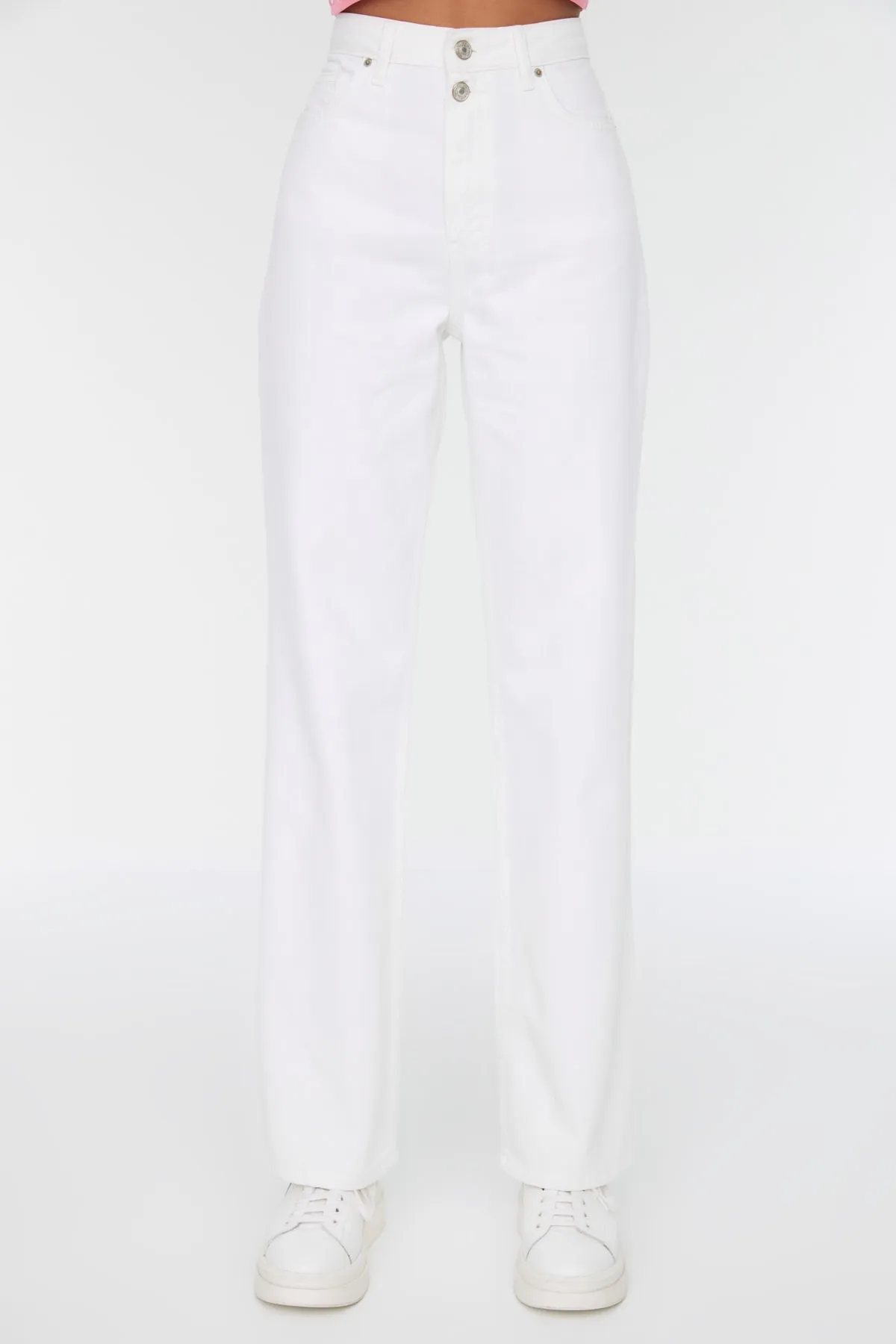 Trendyol Collection  Weiße High-Waist-Jeans mit weitem Bein im Stil der 90er