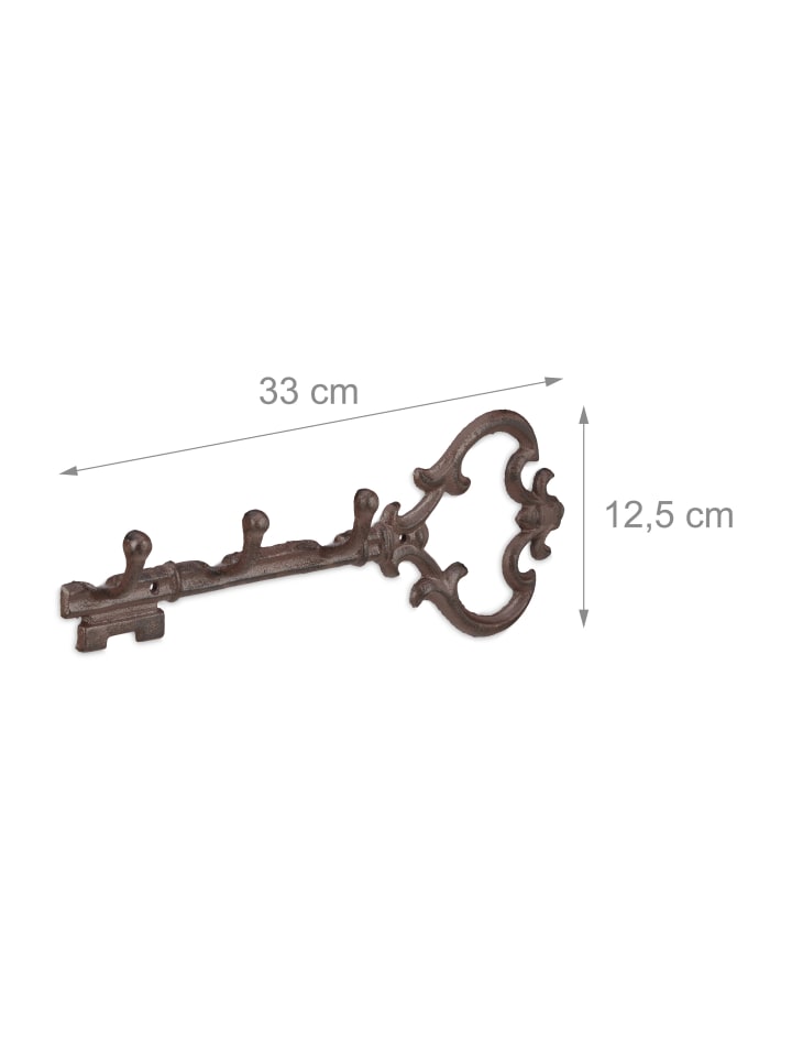 relaxdays Schlüsselbrett in Braun - (B)33 x (H)12,5 x (T)4,5 cm günstig kaufen onesize