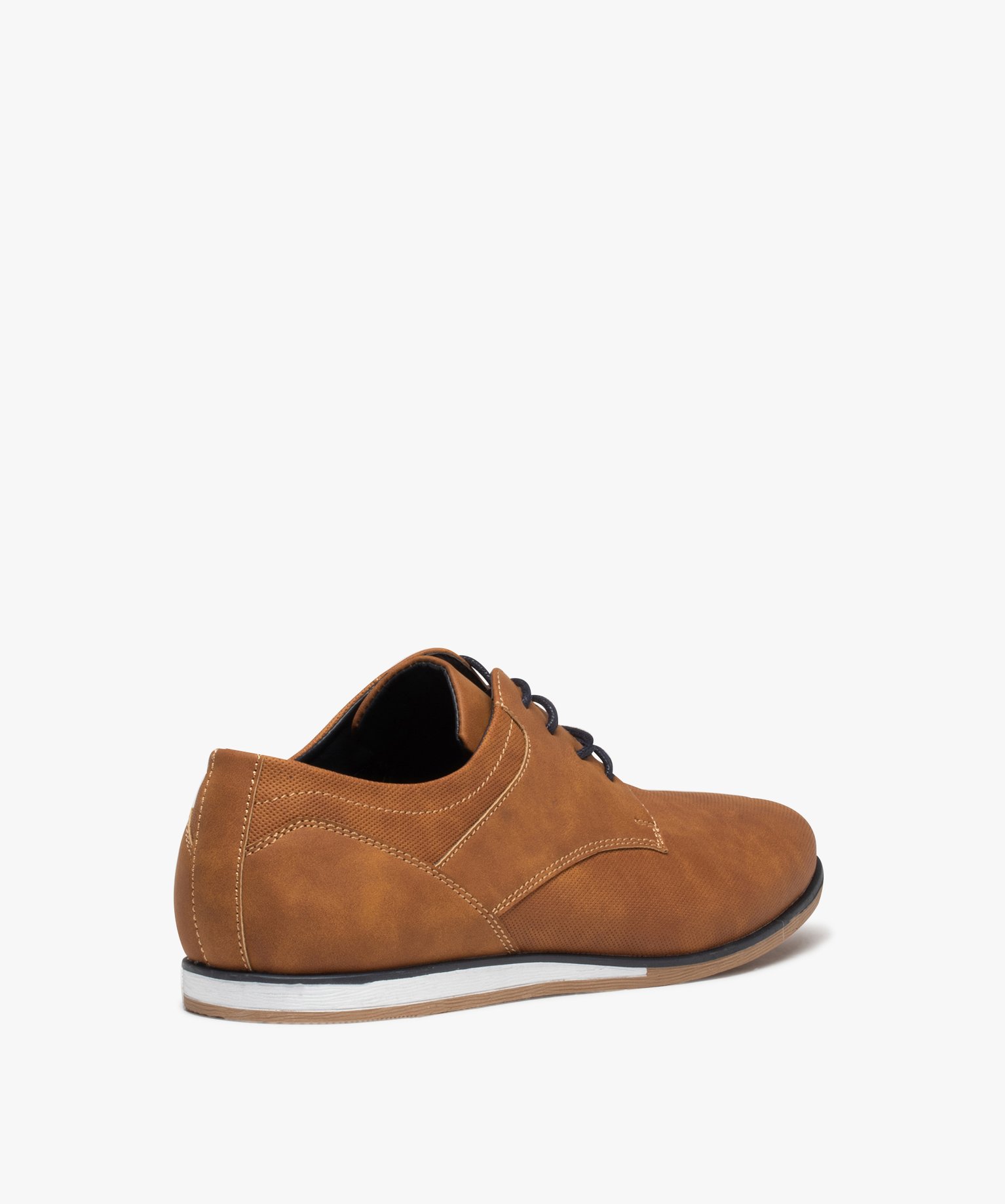 Derbies homme unis à semelle contrastée marron | GEMO