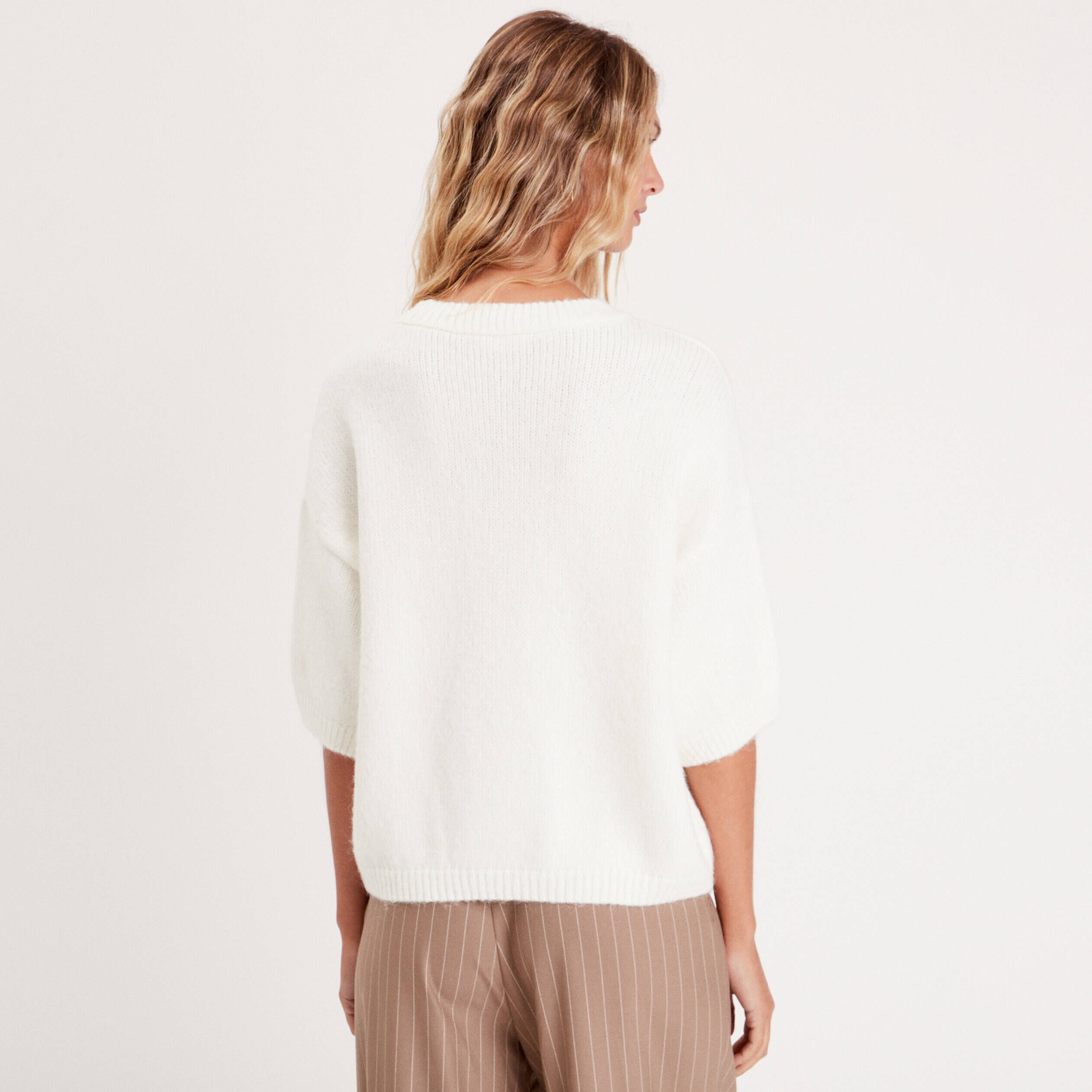 Pull manches courtes ecru femme | Cache Cache