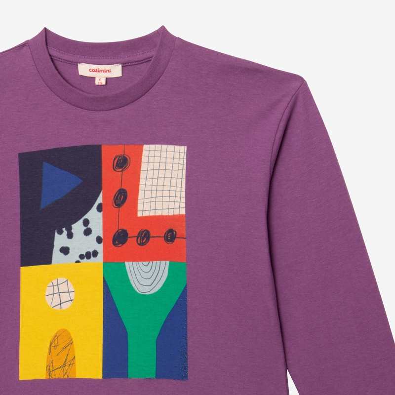 T-shirt garçon arty violet en coton recyclé Catimini