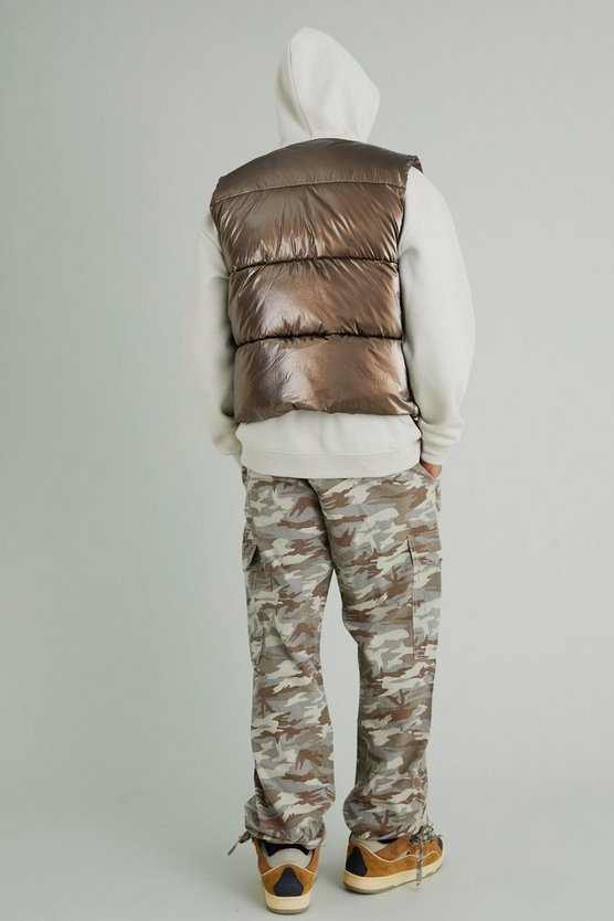 Lockere Camouflage Cargo-Hose mit Slogan-Print