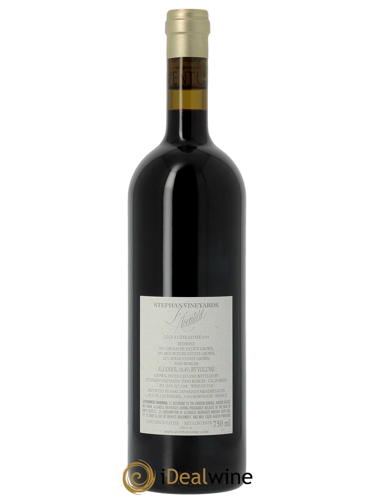 Paso Robles L'Aventure Côte à Côte (CBO à partir de 6 BTS) 2014 - Lot de 1 Bouteille
