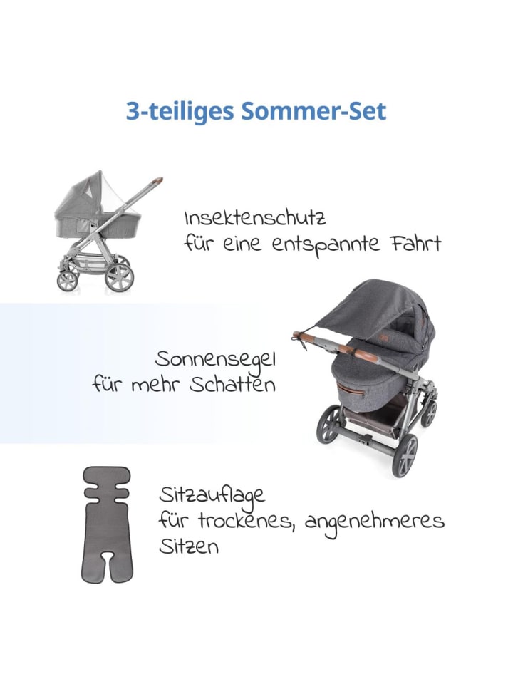 Zamboo 3-teiliges Komfort- und Schutz-Set für Buggy mit Insektenschutz in grau günstig kaufen onesize