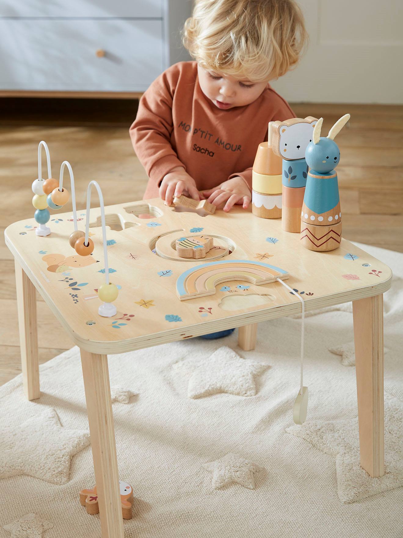 Table d'activités Les amis de la forêt en bois FSC® vert