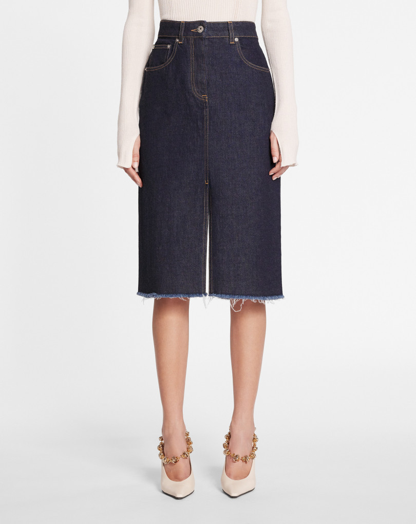 JUPE DENIM DROITE MI-LONGUE