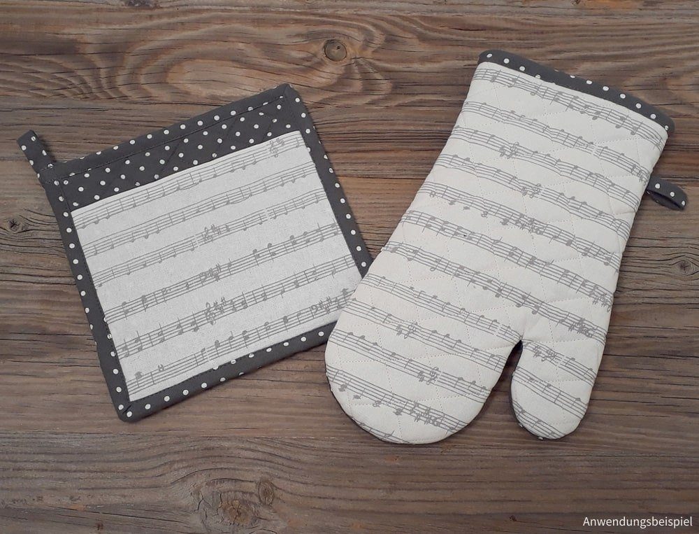 matches21 HOME & HOBBY Topflappen Topfhandschuh Landhaus Premium Musiknoten Punkte 33x17 cm, (1-tlg)