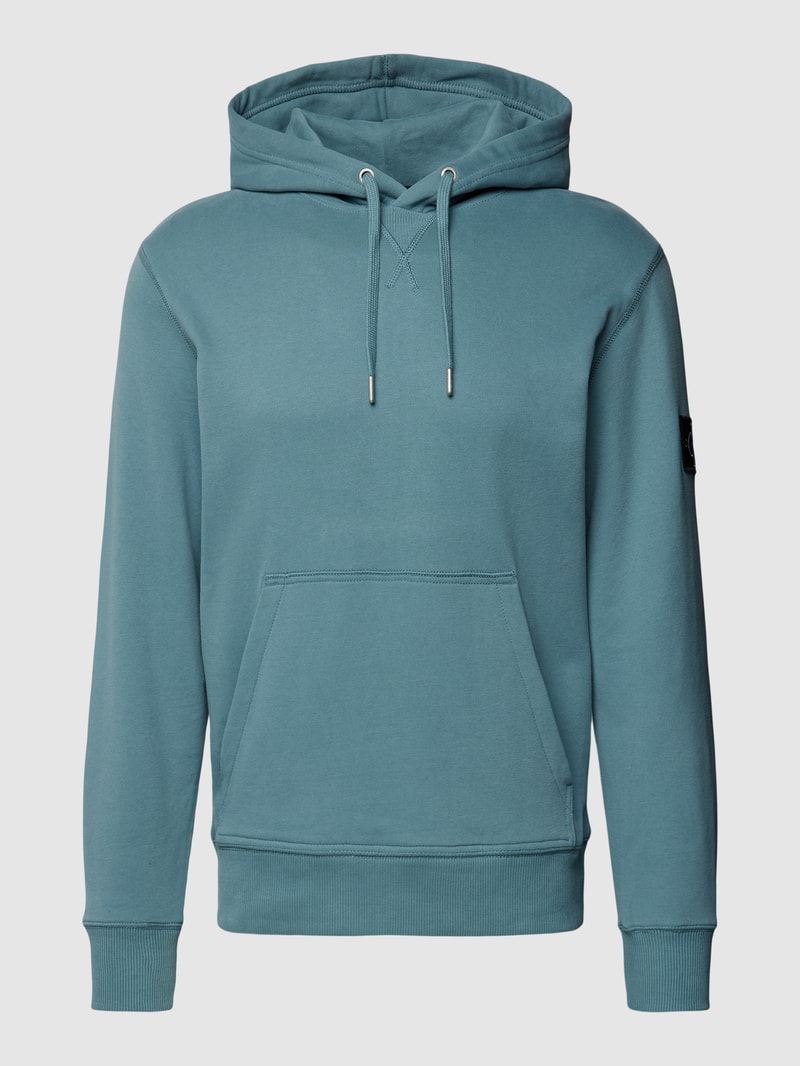 Hoodie mit Label-Detail in rauchblau
