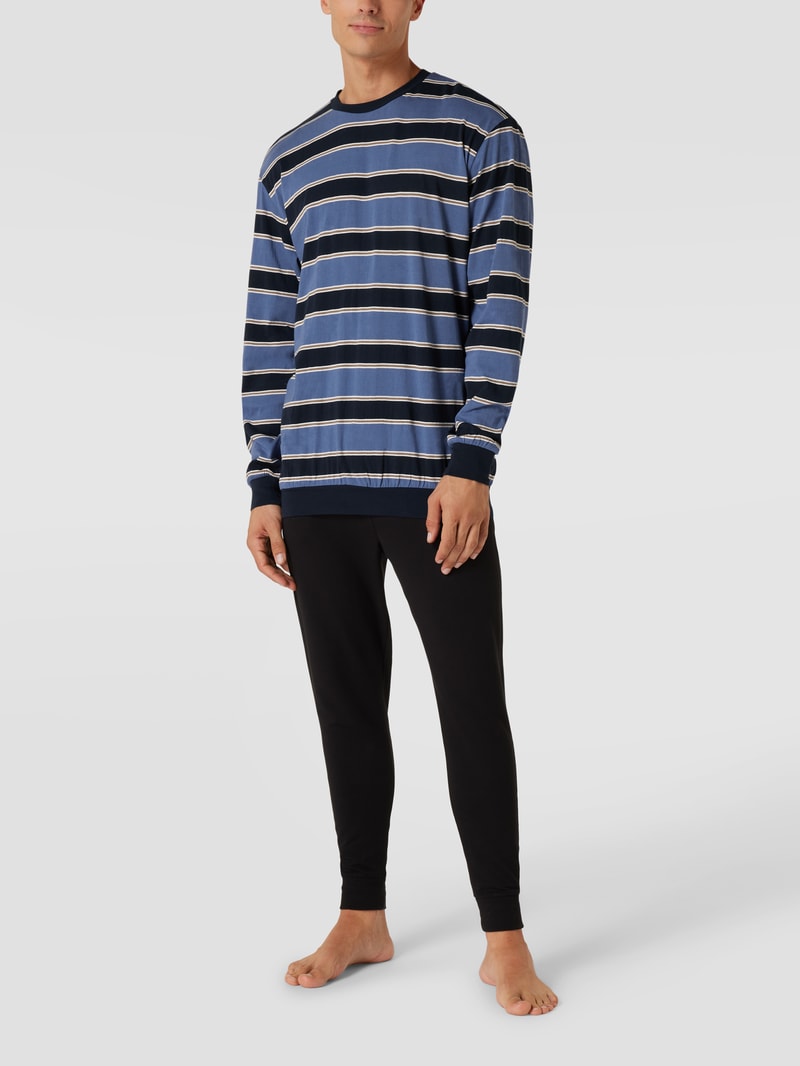 Pyjama-Oberteil mit Streifenmuster in blau