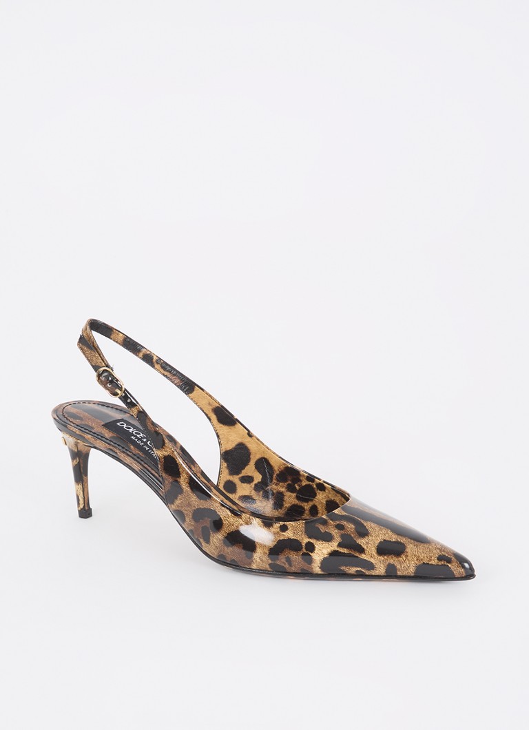 Slingback Dolce & Gabbana Lucido in pelle di vitello con stampa leopardata