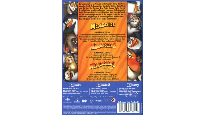Madagascar 1-3  [3 DVDs]