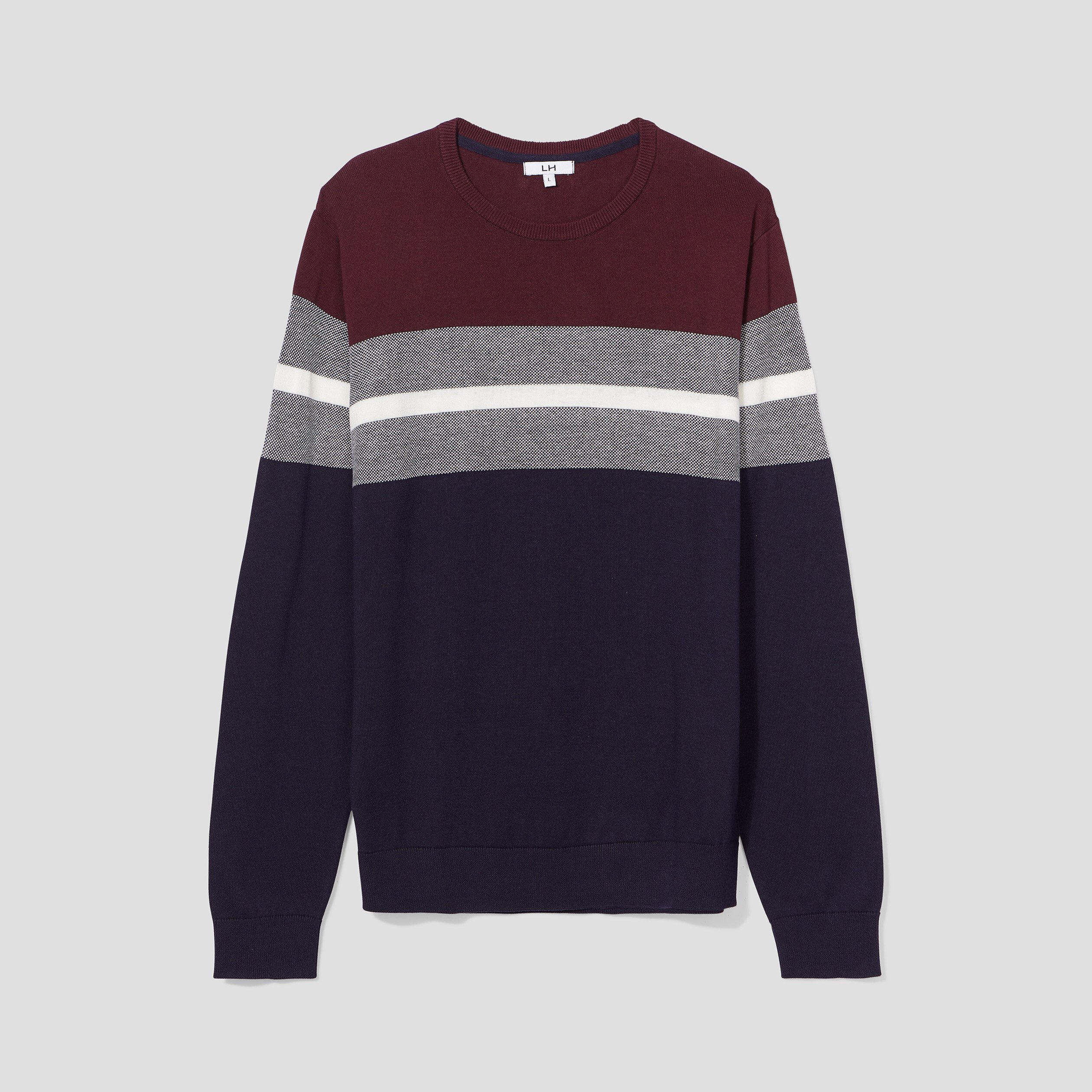 Pull col rond manches longues multicolore homme | La Halle