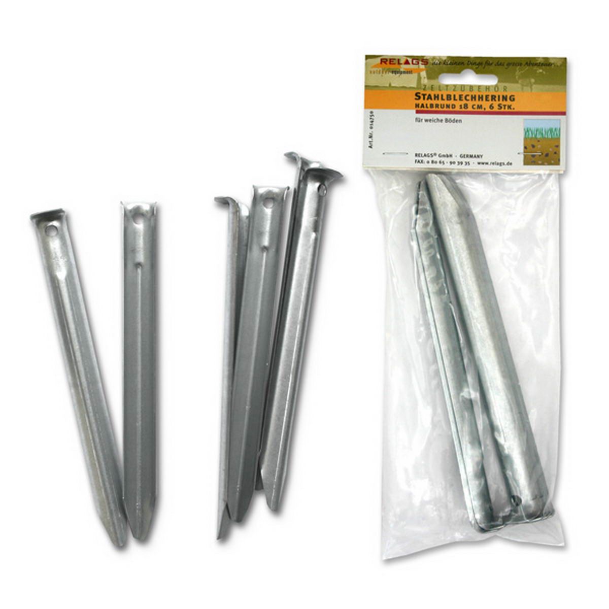 Stahlblech Heringe Halbrund 18 cm 6er-Pack