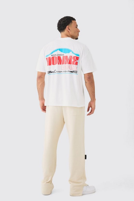 Oversize T-Shirt mit Homme Racing Print
