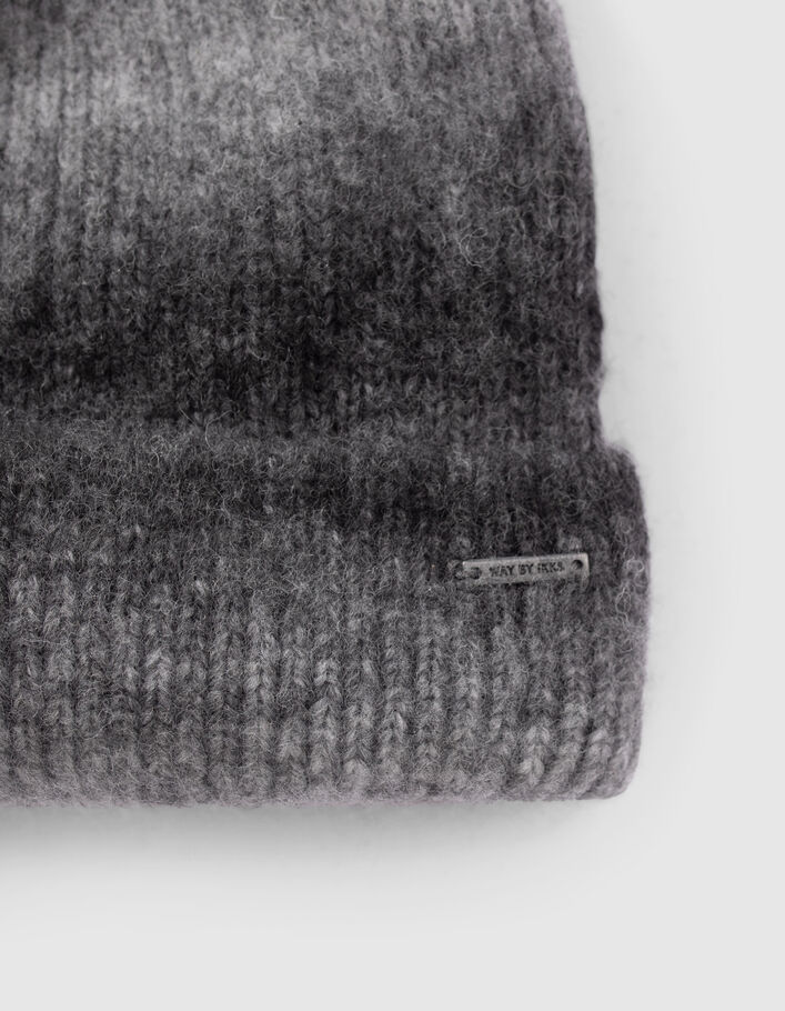Bonnet gris tricot côtelé effet deep dye fille