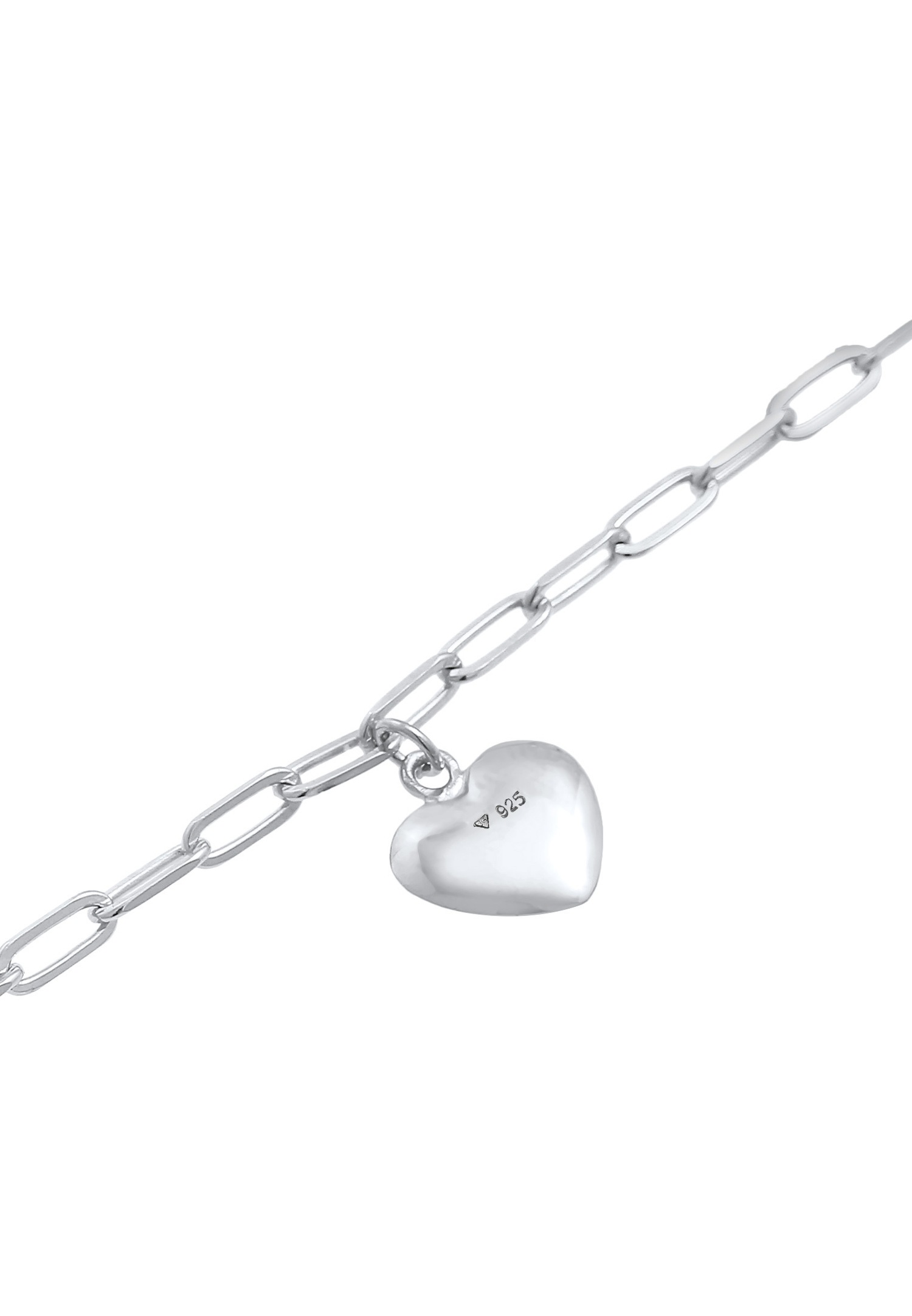 Elli Tendance, cadena ovalada para mujer con forma de corazón y eslabones de plata de ley 925.
