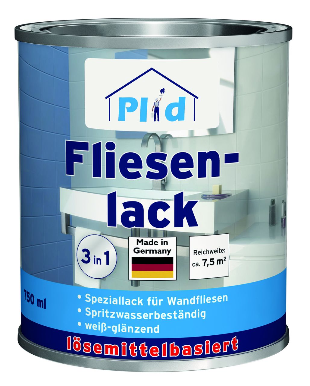 Plid Premium Fliesenlack Fliesen Lack  Fliesenfarbe Fliesen steichen Weiß - Seidenglänzend
