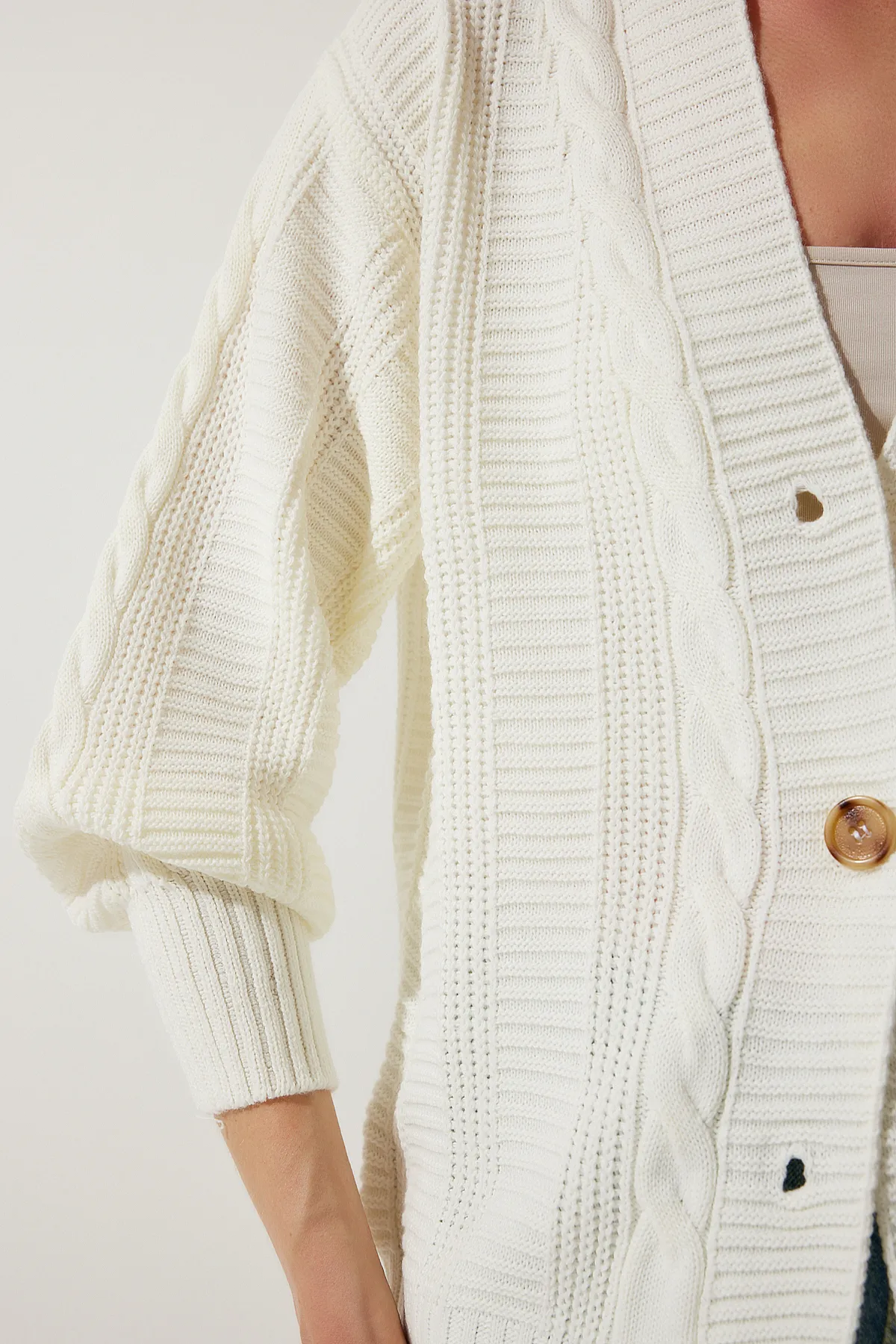 Happiness İstanbul  Strickjacke - Ecru - Oversized