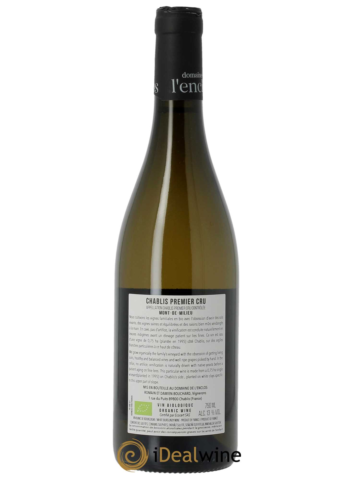Chablis 1er Cru Mont de Milieu Domaine de l'Enclos  2022 - Lot de 1 Bouteille