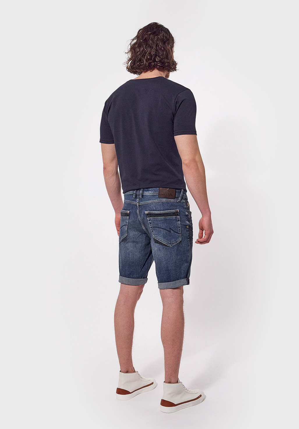 ANKO  Bermuda straight Homme bleu délavé